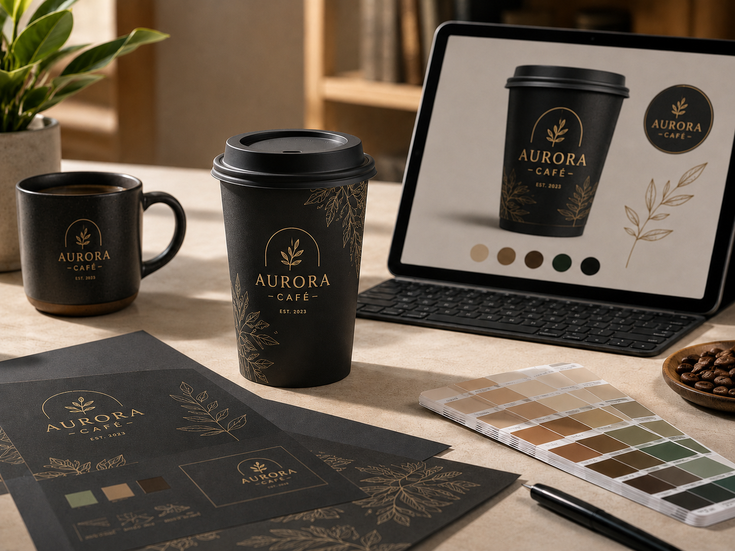 Coffee cup brand color matching