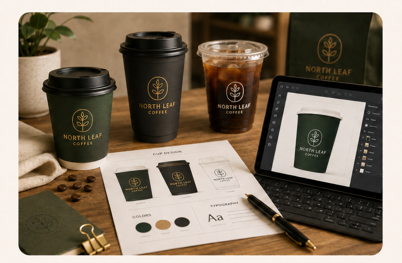 Custom coffee cup project process from design to finished order